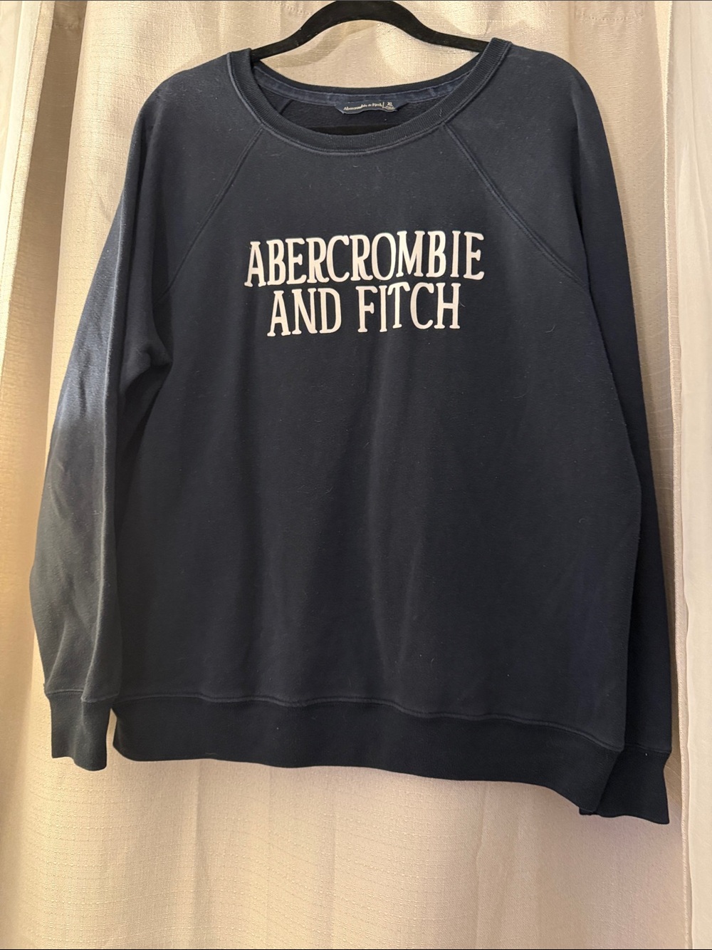 Abercrombie & Fitch Navy Crewneck with White Logo